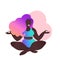 Plus size black curvy lady doing yoga class. Vector illustration isolated on white. Sukhasana or easy pose, simple cross
