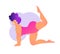 Plus size curvy lady doing yoga class. Vector illustration isolated on white. Online home workout concept. Bodypositive