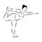 Plus size flexible sporty woman doing yoga fitness. Body positive. Vector illustration