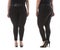 Plus size model wear XXL black female classic pants with leather belt and high heels on white