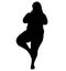 Plus Size Women. Fat / chubby woman trains sport aerobics, does yoga. Silhouette