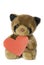 Plush bear cub with a scarlet heart