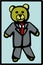plush bear in formal suit vector illustration