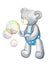 Plush bear with soap bubbles