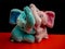 Plush elephants - children`s toy elephants in love - pink and blue elephant hug