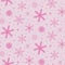 Plush pink snowflakes seamless pattern over light background