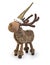 Plush reindeer Christmas decorative item isolated on white background, Clipping path included