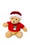 Plush reindeer with Santa hat isolated with a red christmas hat