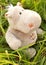 Plush toy soft beige hippopotamus patch heart