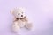 plushie Teddy bear on light pink background