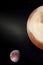 Pluto and Charon Moon. View from space. Generative Artificial Intelligence