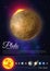 Pluto planet colorful poster with solar system