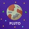 Pluto. Type of planets in the solar system. Space. Flat vector illustration