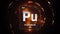 Plutonium as Element 94 of the Periodic Table 3D illustration on orange background
