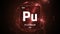 Plutonium as Element 94 of the Periodic Table 3D illustration on red background