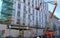 Plymouth England March 2020. Tall building hoist. Double articulation.  Cradle at end