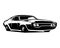 plymouth gtx 1971 car. silhouette logo vector. isolated white background view from side.