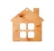 Plywood house on white background