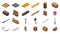 Plywood icons set, isometric style