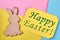 Plywood rabbit cutout, Easter card.