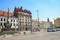 Plzen, Czech Republic - June 25, 2019: The main square in Pilsen, Czechia with Rennaisance City Hall building and St. Mary`s