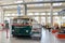 Plzen, Czech Republic - Oct 28, 2019: Interior exhibition in the Techmania Science Center. Old trolleybus as one of the exhibits.