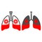 Pneumonia with coronavirus in lungs line and solid icon, Human diseases concept, sick lungs sign on white background