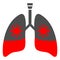 Pneumonia with coronavirus in lungs solid icon, Human diseases concept, sick lungs sign on white background, Pneumonia