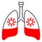 Pneumonia with coronavirus in lungs thin line icon, Human diseases concept, sick lungs sign on white background
