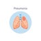 Pneumonia disease diagram a healthy and damaged lungs vector illustration isolated.