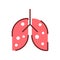 Pneumonia, human lung inflammation, coronavirus progression flat illustration