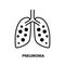 Pneumonia respiratory inflamed icon vector asthma pulmonology logo. Pneumonia line icon
