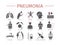 Pneumonia. Symptoms, Treatment. Flat icons set. Vector infographics.