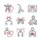 Pneumonia. Symptoms, Treatment. Line icons set. Vector infographics.