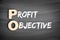 PO - Profit Objective acronym, business concept on blackboard