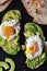 Poached egg and avocado toasts