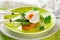 Poached egg and green asparagus