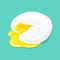 Poached egg with runny yolk. Vector hand drawn illustration.