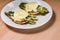 Poached egg sandwhich with asparagus