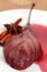 Poached pear in red wine