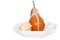 Poached pear with wine syrup and ice cream