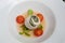 Poached sea bass and spinach roulade