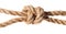 Poacher`s knot close up on thick jute rope