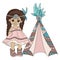 POCAHONTAS WIGWAM Indian Princess Home Vector Illustration Set