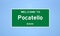 Pocatello, Idaho city limit sign. Town sign from the USA.