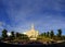 Pocatello Idaho LDS Mormon Temple Sky Clouds Flowers and Trees