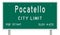 Pocatello road sign showing population and elevation