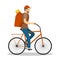 Pochtalen cycling. The postman carries mail on a bicycle. Vector illustration of a postman Isolated on a white background
