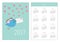 Pocket calendar 2017 year. Week starts Sunday. Flat design Vertical orientation Template.