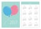 Pocket calendar 2017 year. Week starts Sunday. Flat design Vertical orientation Template. Two flying balloons. Blue background